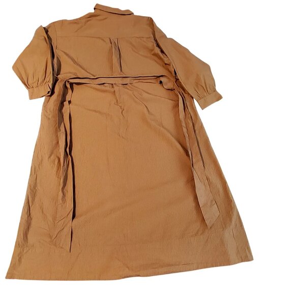 Button-Down Long Sleeve Brown Dress Shirt With Pockets S L By Future Collective - Picture 3 of 9